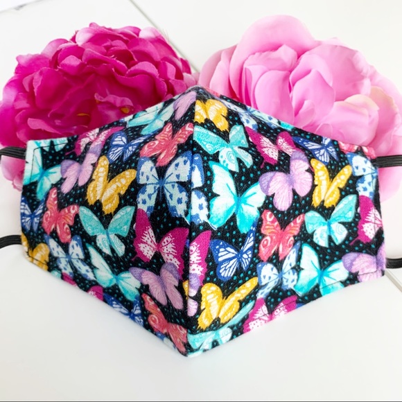 2/$20 Triple Layer Handmade Face Mask butterflies - Picture 2 of 4